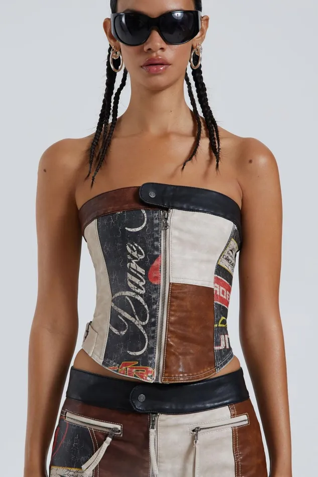 Tops Women Jaded London Shop Daytona Vegan Leather Corset Top