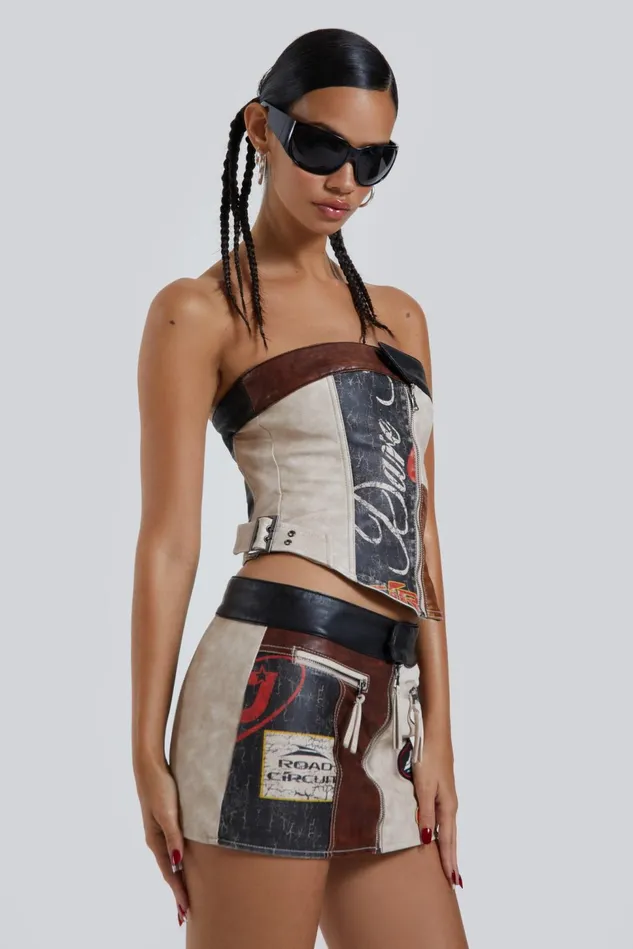 Tops Women Jaded London Shop Daytona Vegan Leather Corset Top