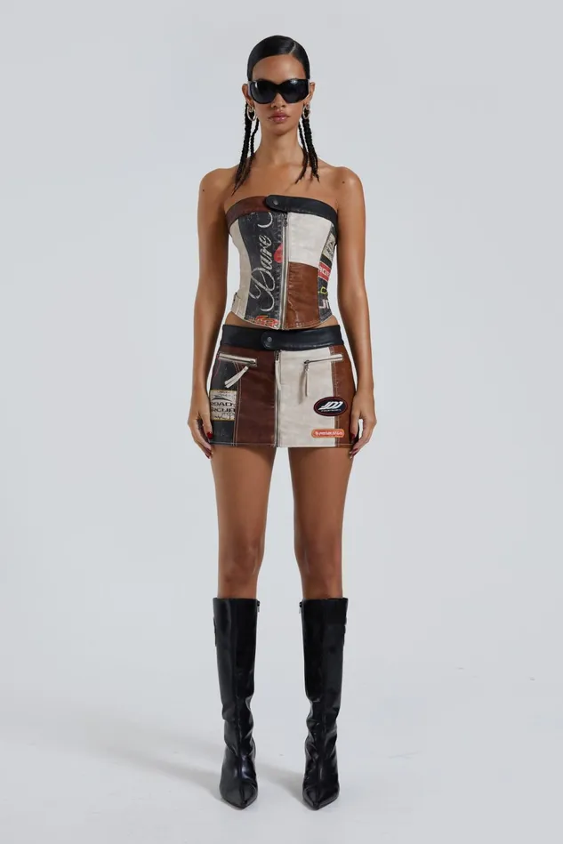 Tops Women Jaded London Shop Daytona Vegan Leather Mini Skirt