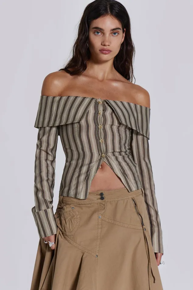 Tops Women Jaded London Shop Emra Off The Shoulder Shirt