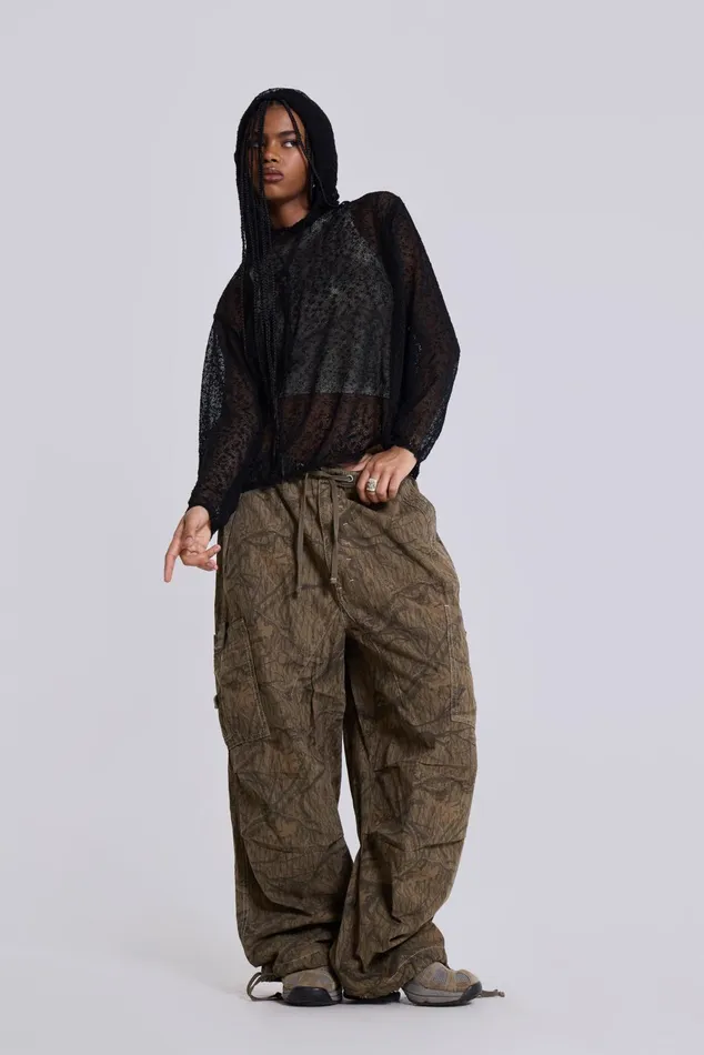 Tops Women Jaded London Shop Forest Camo Parachute Pants