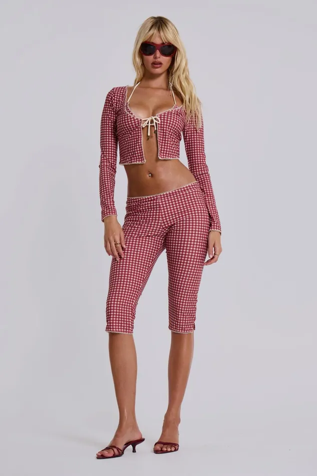 Tops Women Jaded London Shop Freda Gingham Swim Capri Trousers