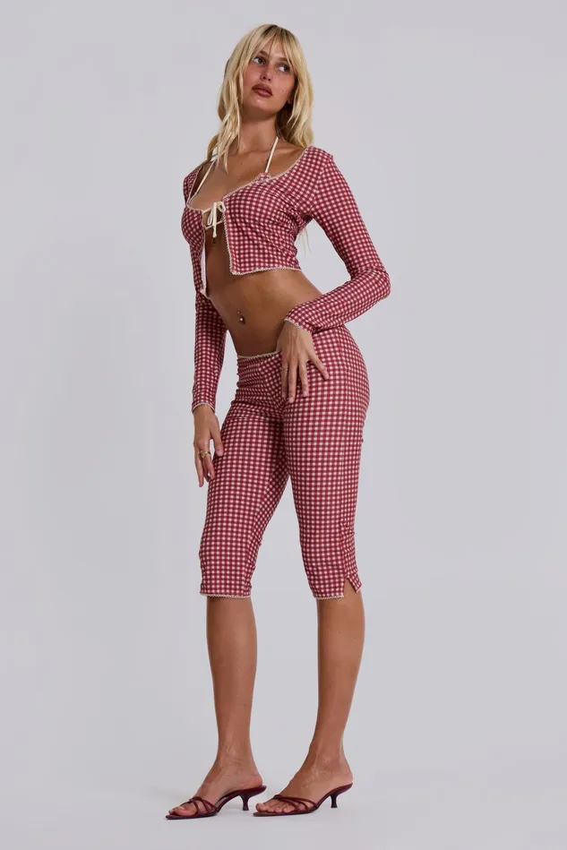 Tops Women Jaded London Shop Freda Gingham Swim Capri Trousers