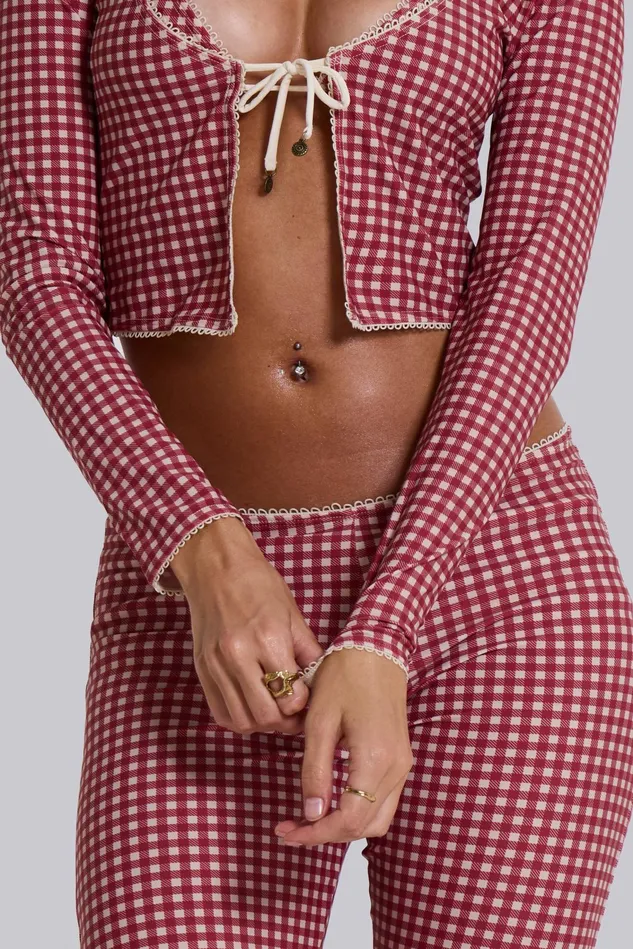 Tops Women Jaded London Shop Freda Gingham Swim Capri Trousers