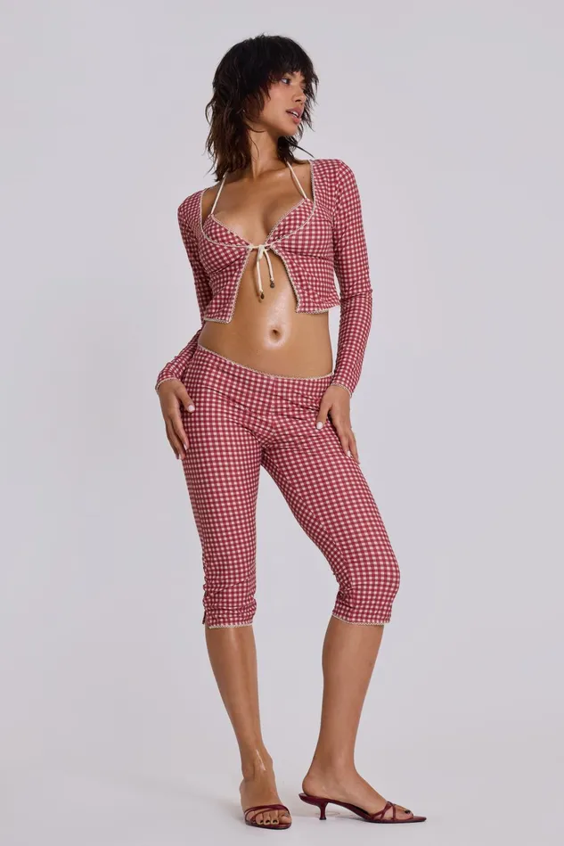 Tops Women Jaded London Shop Freda Gingham Swim Capri Trousers