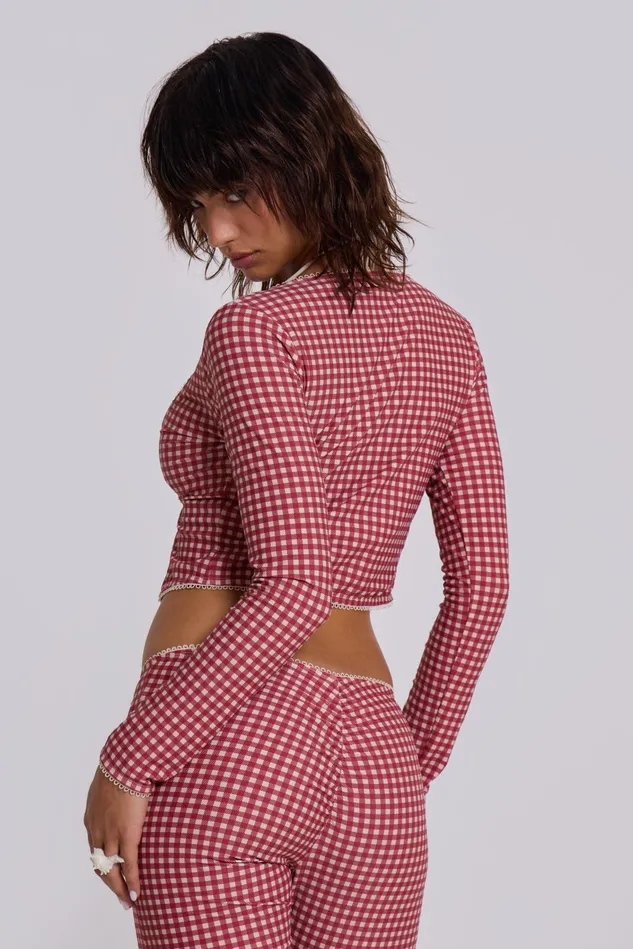 Tops Women Jaded London Shop Freda Gingham Swim Capri Trousers