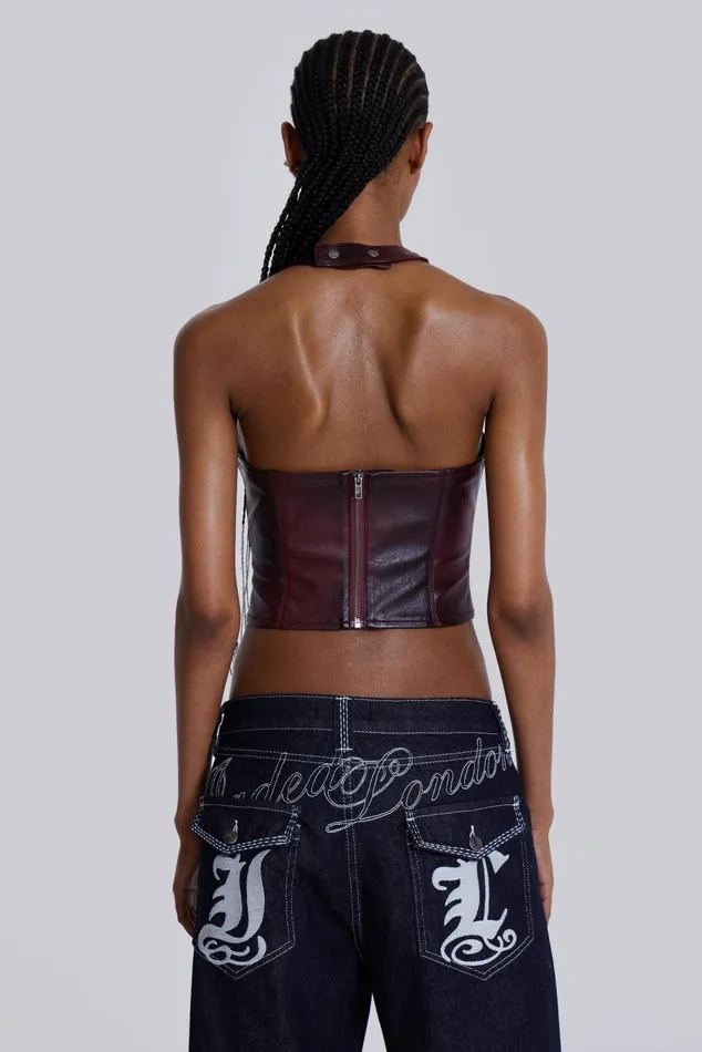 Tops Women Jaded London Shop Lynx Faux Leather Corset Top