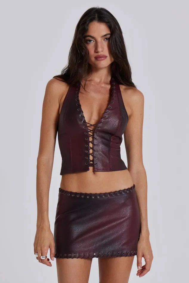 Tops Women Jaded London Shop Lynx Faux Leather Mini Skirt