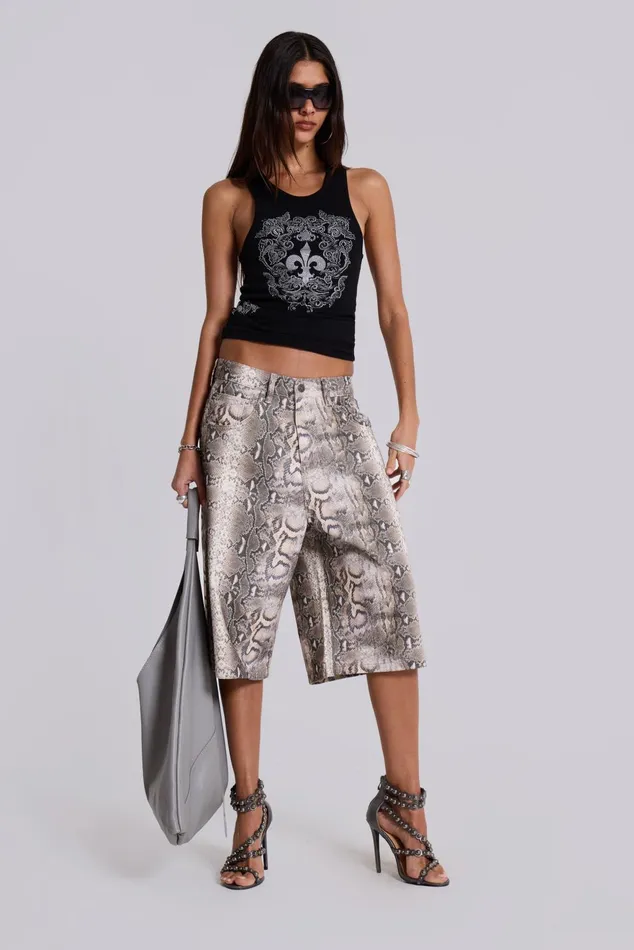 Tops Women Jaded London Shop Rock Revival Black Fleur De Lis Vest