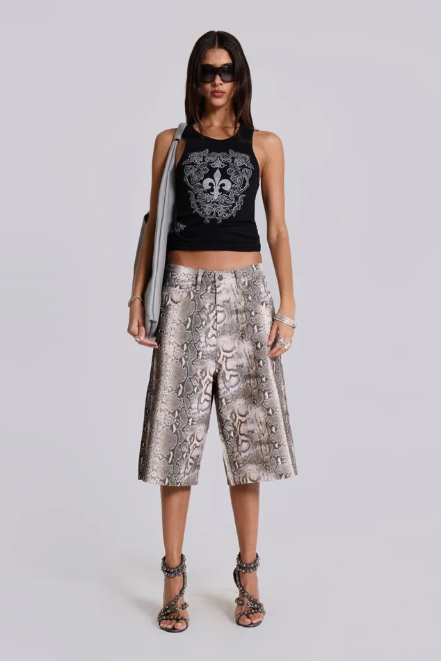 Tops Women Jaded London Shop Rock Revival Black Fleur De Lis Vest