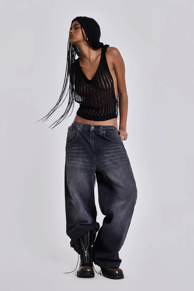Tops Women Jaded London Shop Washed Black Colossus Jeans