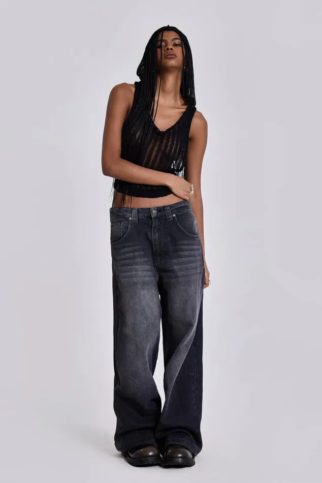Tops Women Jaded London Shop Washed Black Colossus Jeans