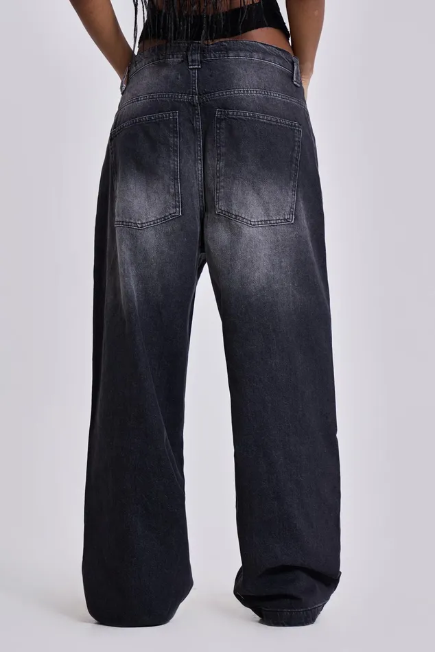 Tops Women Jaded London Shop Washed Black Colossus Jeans