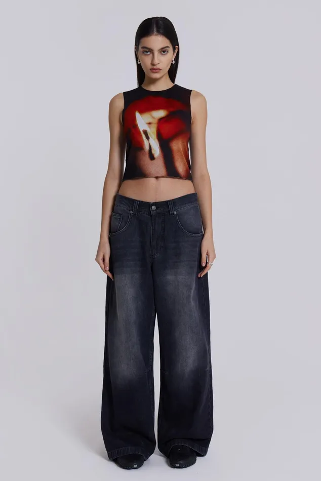 Tops Women Jaded London Shop Washed Black Colossus Jeans