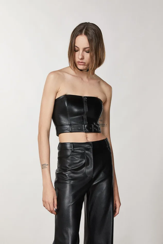 Tops Women Patrizia Pepe Bodice With Zip And Buckle Nero