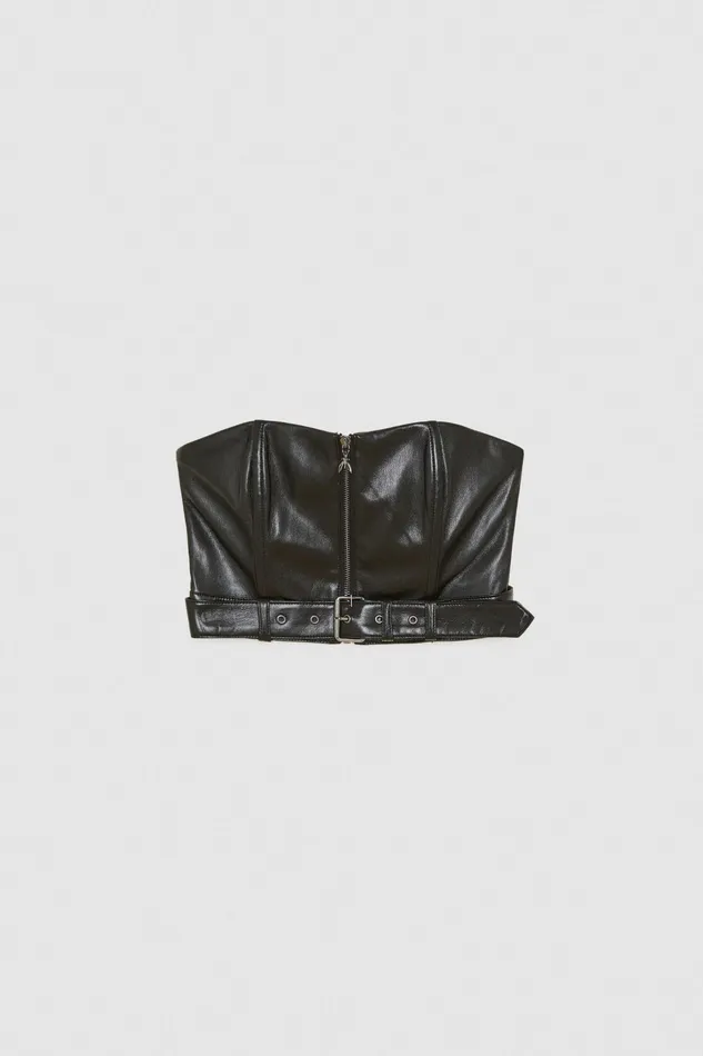 Tops Women Patrizia Pepe Bodice With Zip And Buckle Nero