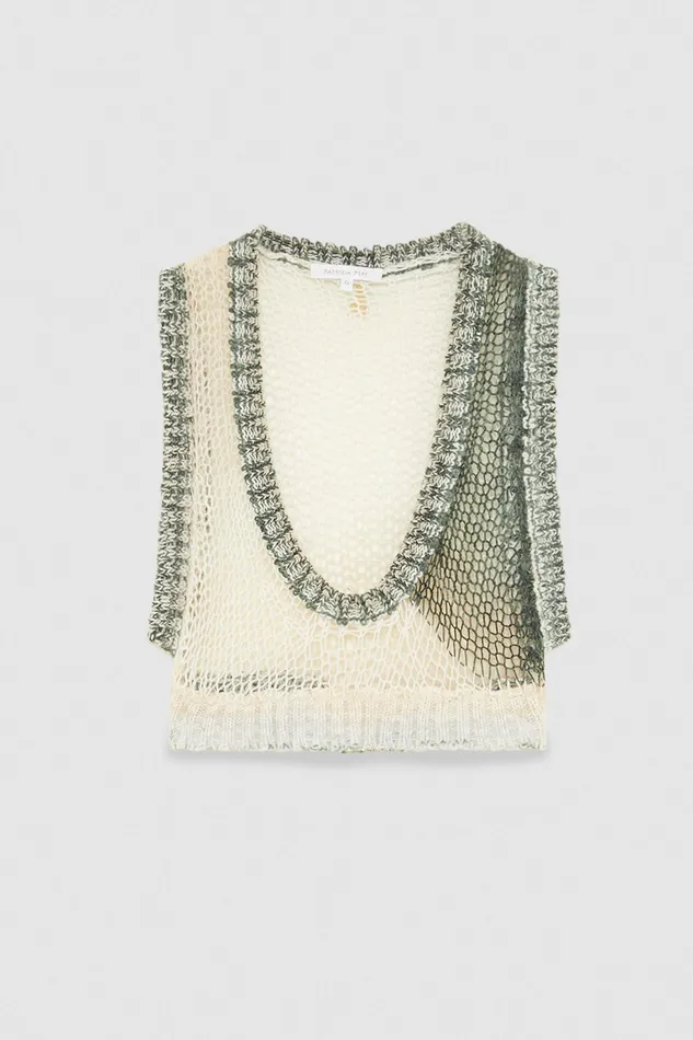 Tops Women Patrizia Pepe Sleeveless Cropped Top Natural Multicolor