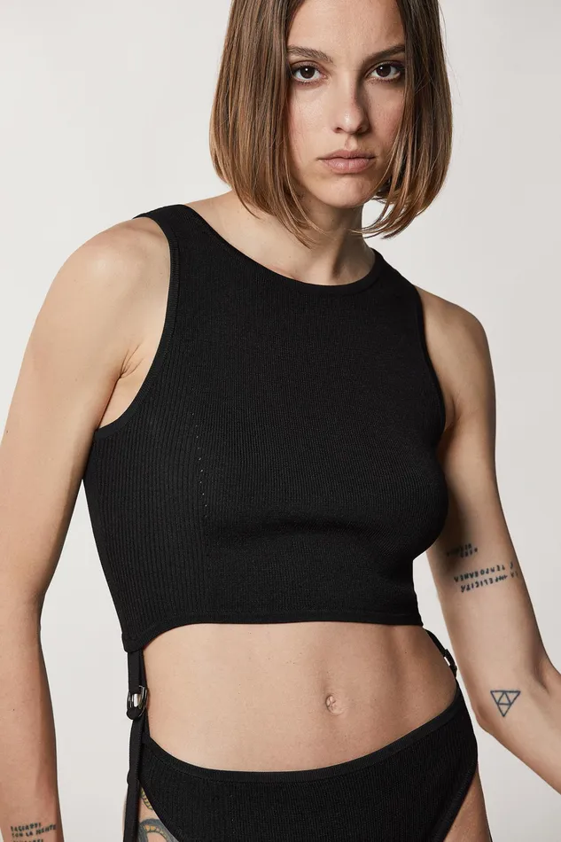Tops Women Patrizia Pepe Slim Bodysuit With Laces Nero