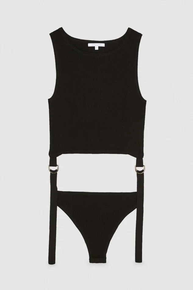 Tops Women Patrizia Pepe Slim Bodysuit With Laces Nero