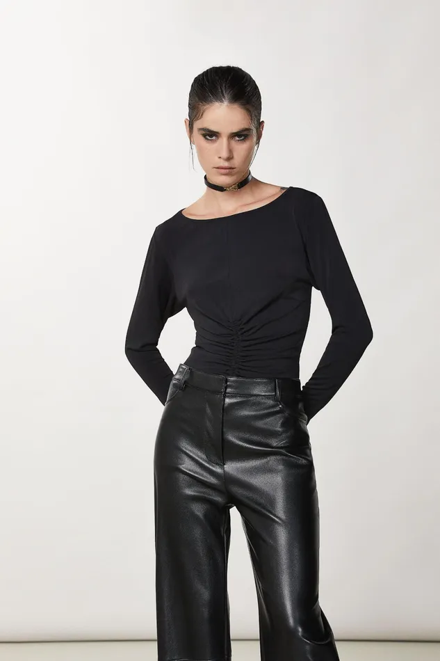 Tops Women Patrizia Pepe Sweater With Drape Nero