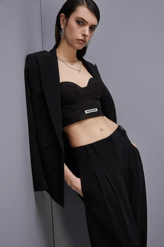 Tops Women Patrizia Pepe Tailored Bustier With Belt Nero