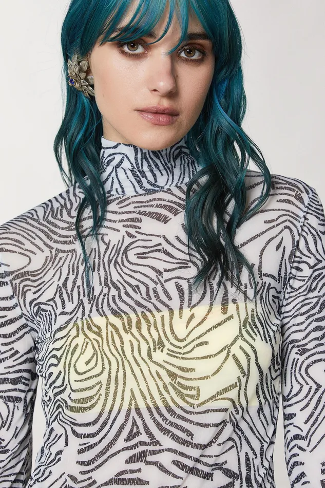 Tops Women Patrizia Pepe TurtleNeck TShirt With Print White Logo