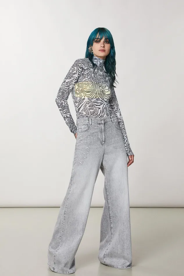 Tops Women Patrizia Pepe TurtleNeck TShirt With Print White Logo