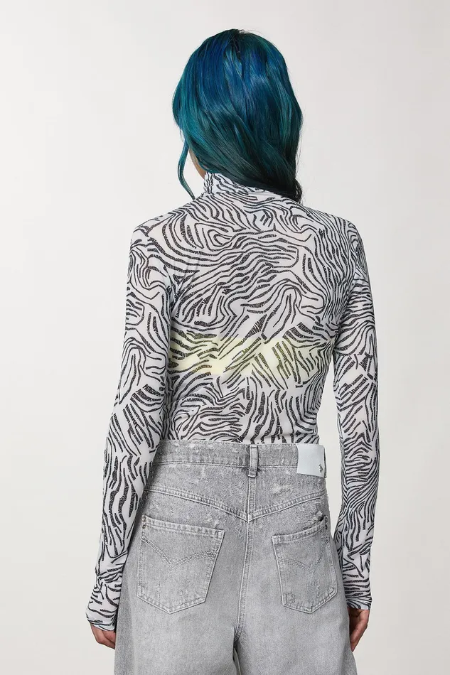 Tops Women Patrizia Pepe TurtleNeck TShirt With Print White Logo