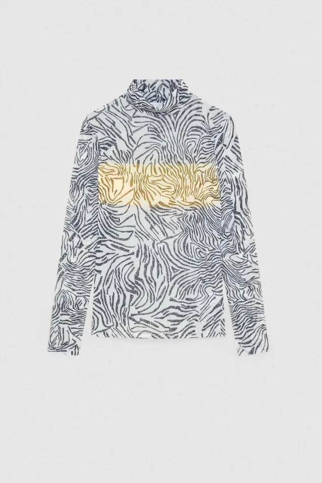 Tops Women Patrizia Pepe TurtleNeck TShirt With Print White Logo