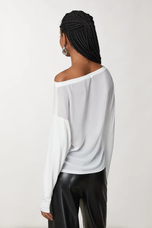 Tops Women Patrizia Pepe Viscose Sweater With Rhinestones Bianco