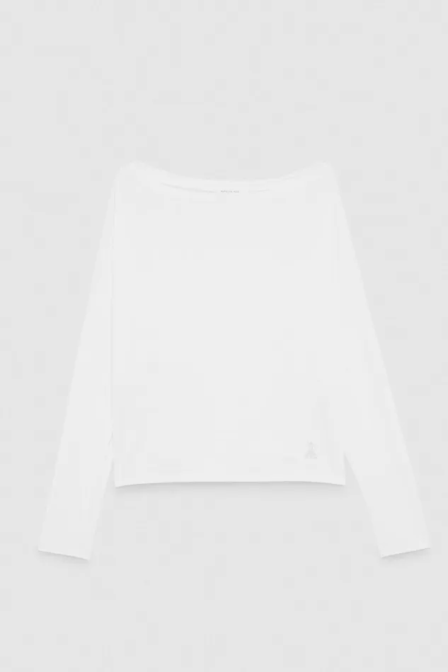 Tops Women Patrizia Pepe Viscose Sweater With Rhinestones Bianco