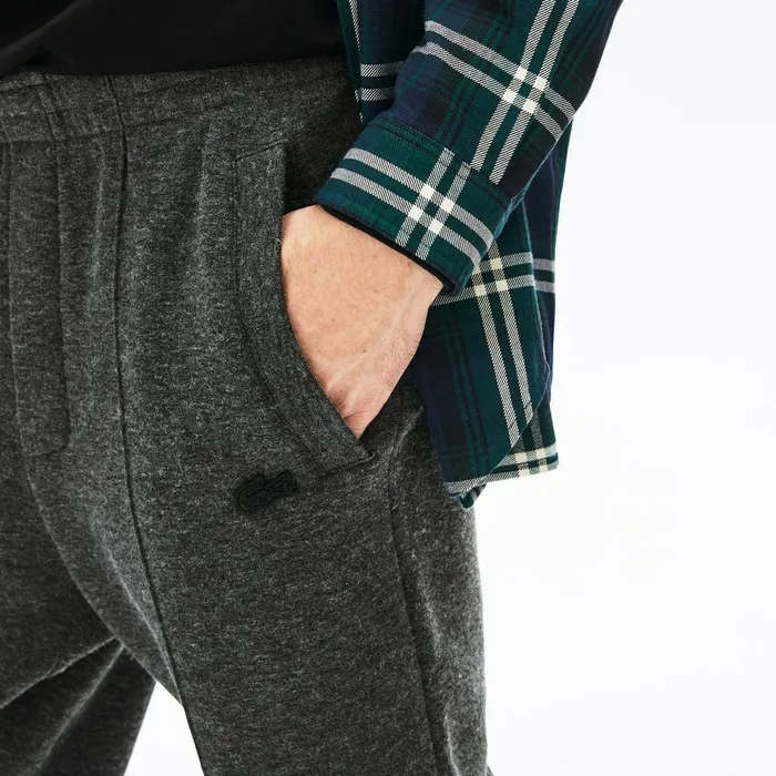 Tracksuits Lacoste Mens Cotton And Wool Blend Fleece Sweatpants Grey Chine USA