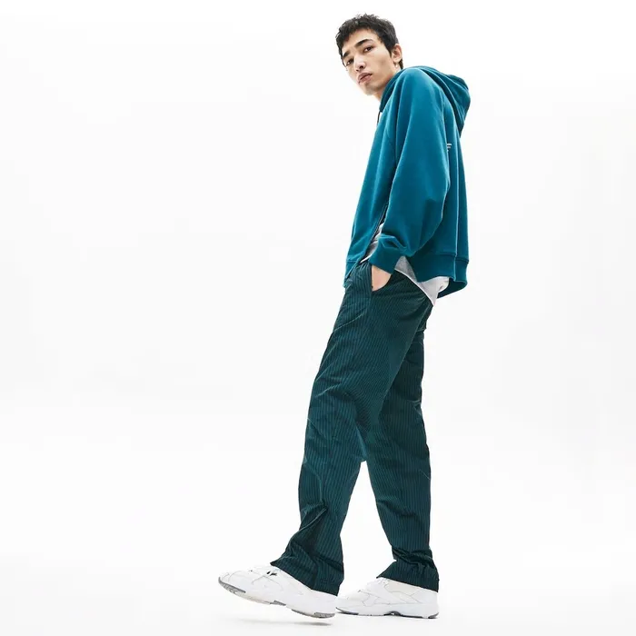 Tracksuits Lacoste Mens LIVE Lightweight Striped Track Pants BlackGreen Popular