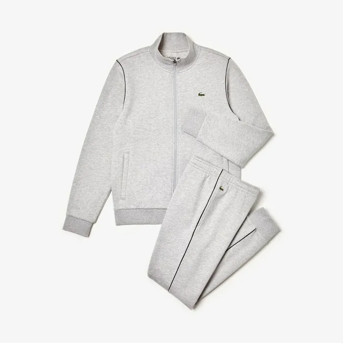 Tracksuits Lacoste Mens SPORT Standup Neck Fleece Tracksuit Grey ChineBlack Online