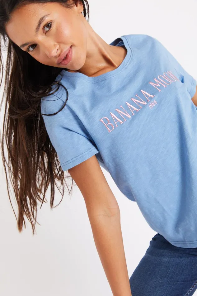 Tshirt Blue 8211 SLIPPY SEACOCO Blue Women Banana Moon Tops and Tshirts