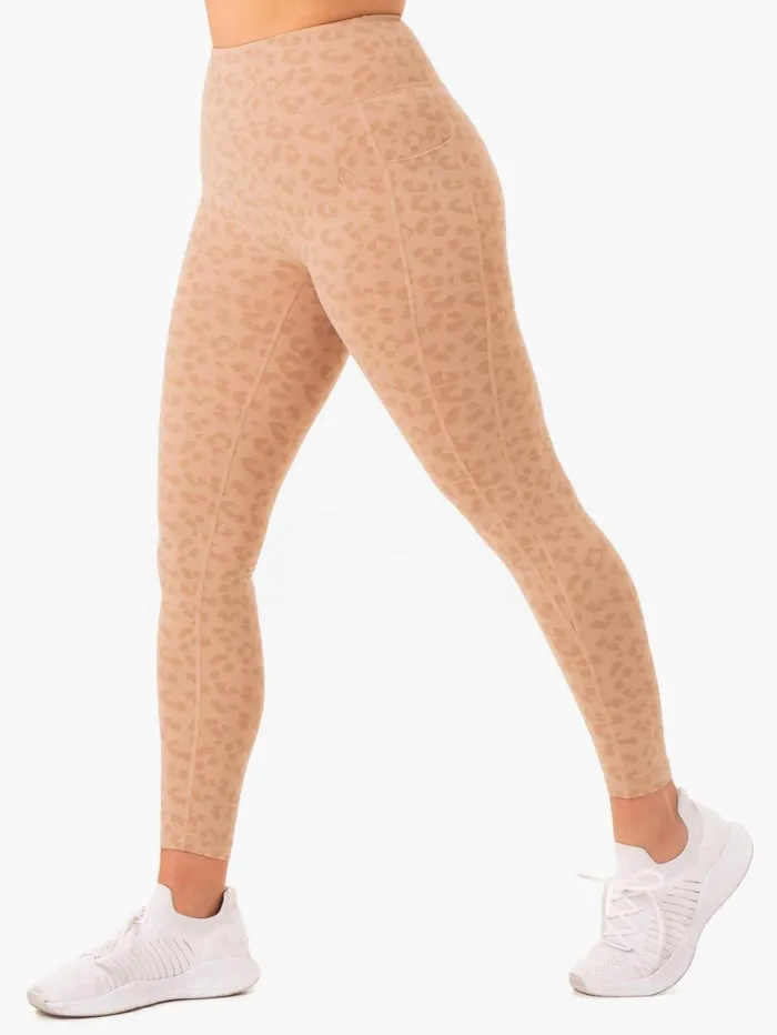 Ultra High Waisted Pocket Leggings 8211 Tan Leopard Women Ryderwear Leggings