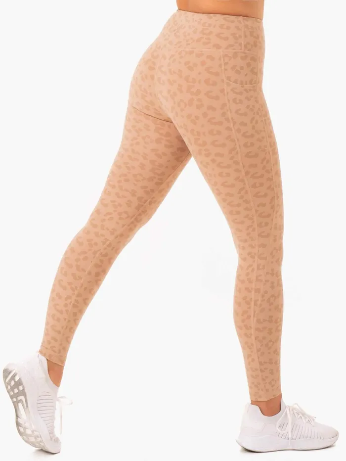 Ultra High Waisted Pocket Leggings 8211 Tan Leopard Women Ryderwear Leggings