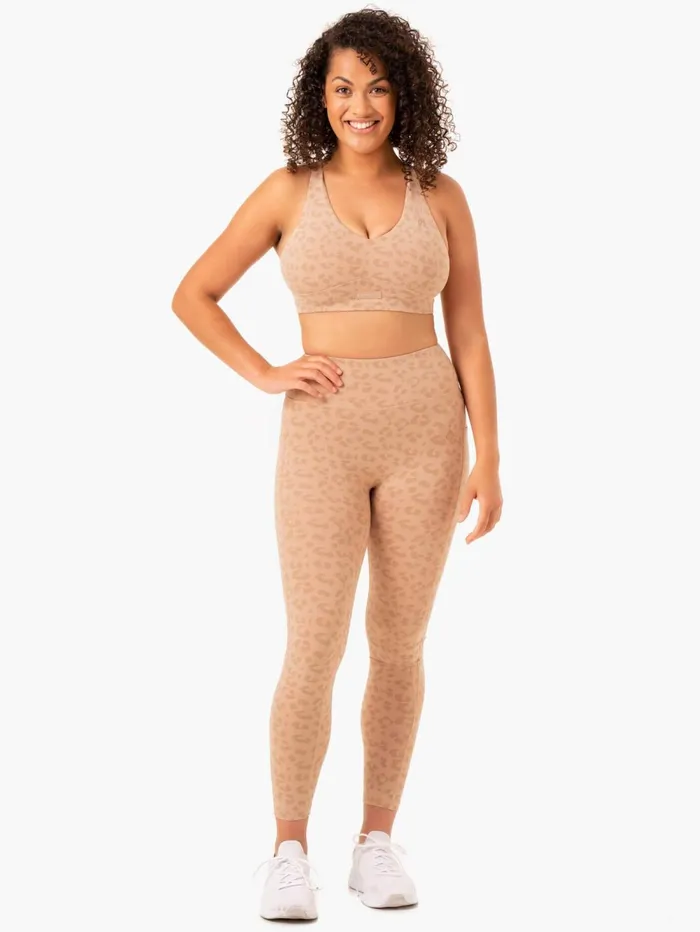 Ultra High Waisted Pocket Leggings 8211 Tan Leopard Women Ryderwear Leggings