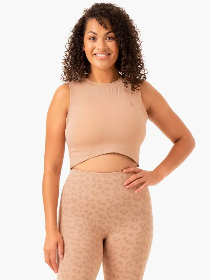Ultra Scoop Tank 8211 Tan Women Ryderwear Tops