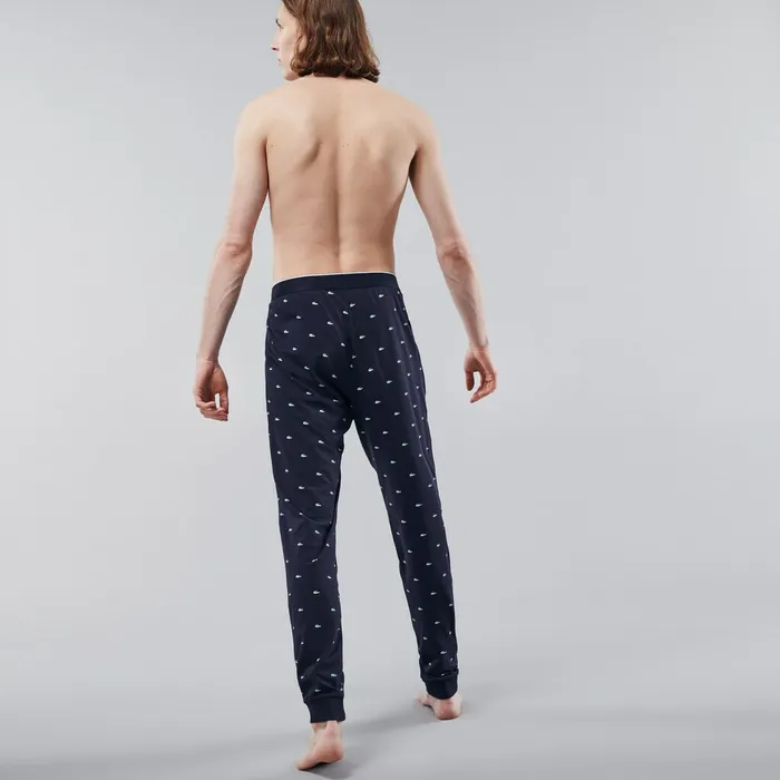 Underwear Lacoste Mens Printed Jersey Pyjama Trousers Navy Blue For Sale Online