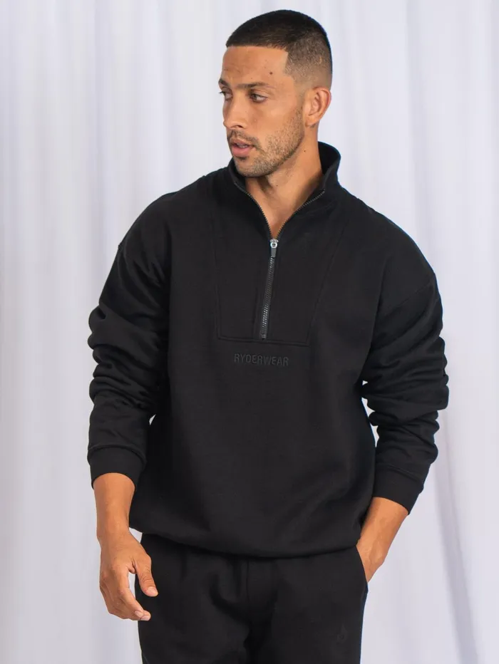 Unisex Half Zip Jumper 8211 Black Men Ryderwear Tops