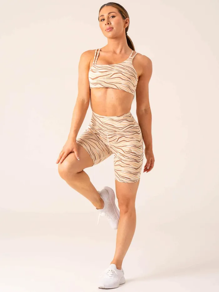 Unstoppable High Waisted Scrunch Shorts 8211 Vanilla Zebra Women Ryderwear Gym Shorts