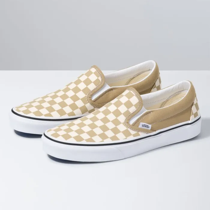 Vans Classics Shoes MensWomens Checkerboard Classic SlipOn CornstalkTrue White Vans Classics Shoes MensWomens Checkerboard Classic SlipOn CornstalkTrue White