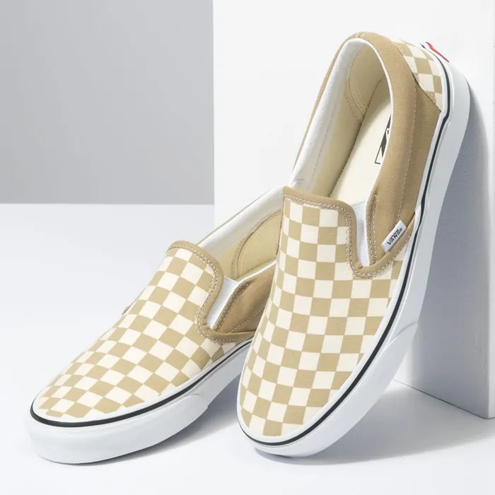 Vans Classics Shoes MensWomens Checkerboard Classic SlipOn CornstalkTrue White Vans Classics Shoes MensWomens Checkerboard Classic SlipOn CornstalkTrue White