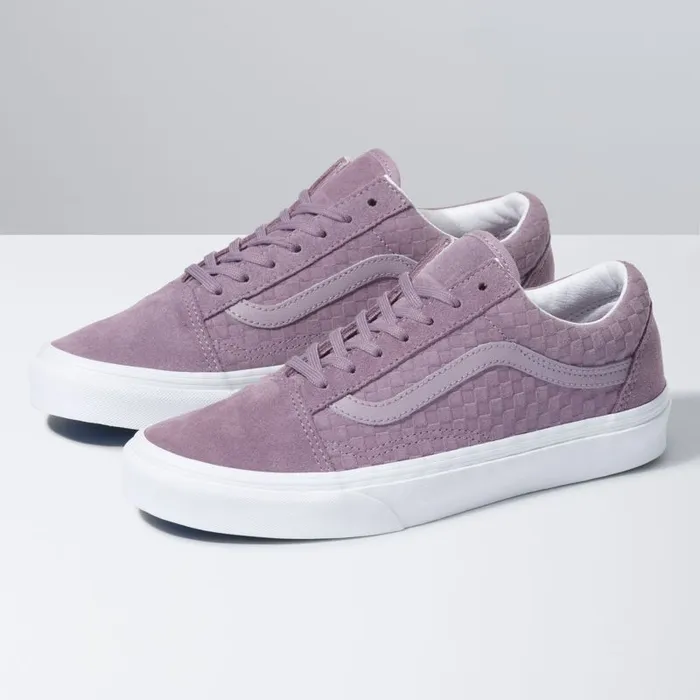 Vans Classics Shoes MensWomens Emboss Mini Check Old Skool NirvanaTrue White