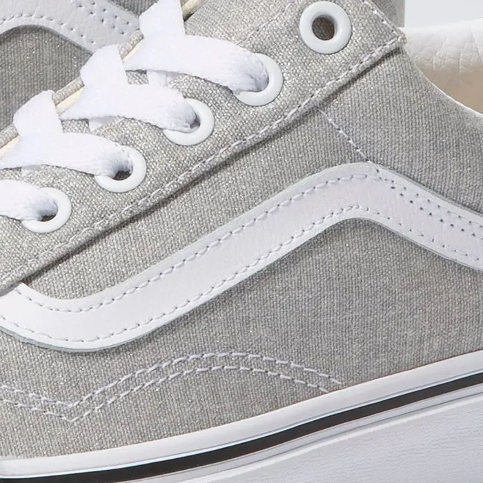 Vans Classics Shoes MensWomens Old Skool Silver LurexTrue White Vans Classics Shoes MensWomens Old Skool Silver LurexTrue White