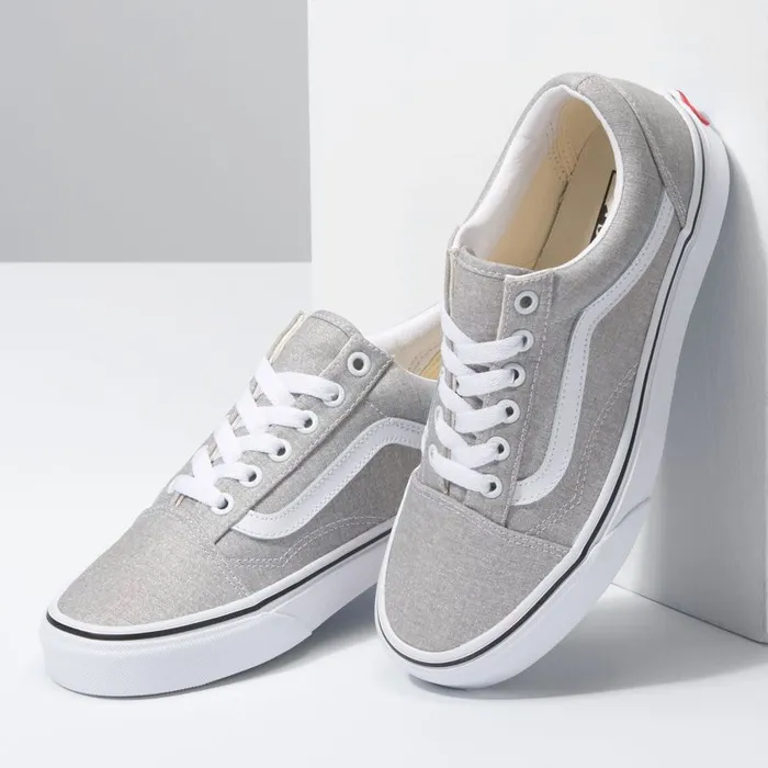 Vans Classics Shoes MensWomens Old Skool Silver LurexTrue White Vans Classics Shoes MensWomens Old Skool Silver LurexTrue White