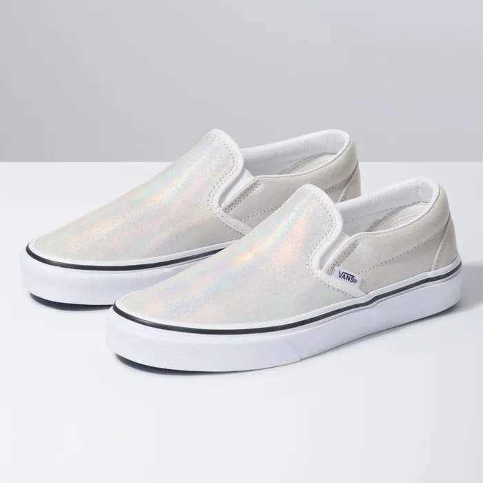 Vans Classics Shoes MensWomens Prism Suede Classic SlipOn MetallicBlanc De Blanc