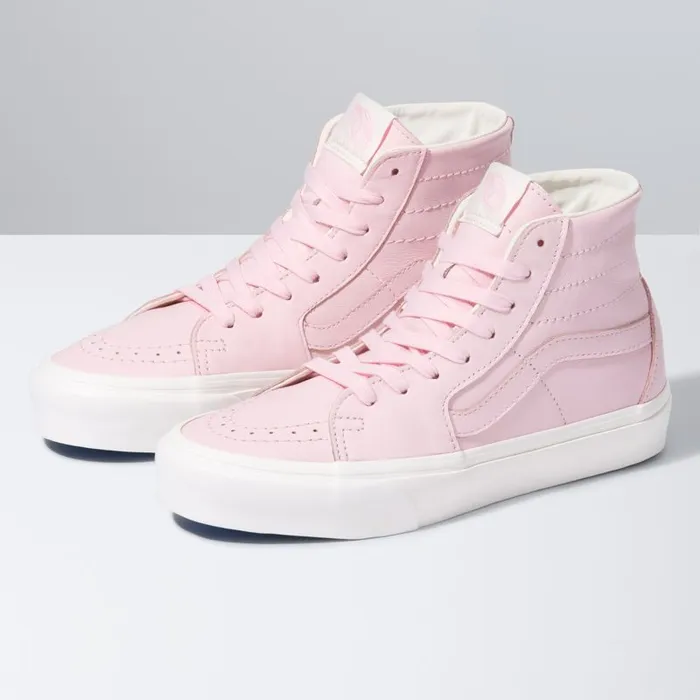 Vans Classics Shoes MensWomens Soft Leather Sk8Hi Tapered BlushingSnow White
