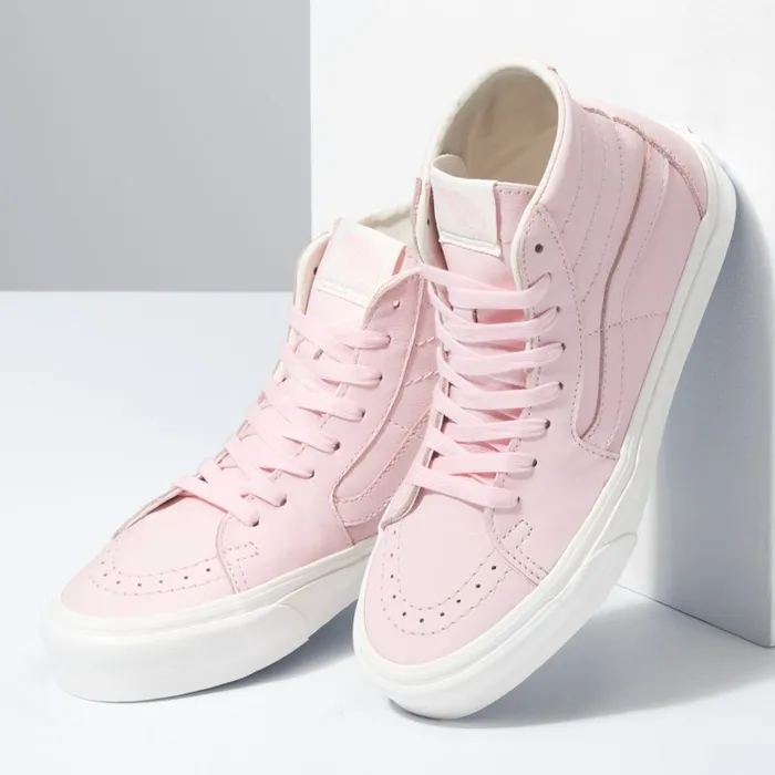 Vans Classics Shoes MensWomens Soft Leather Sk8Hi Tapered BlushingSnow White Vans Classics Shoes MensWomens Soft Leather Sk8Hi Tapered BlushingSnow White